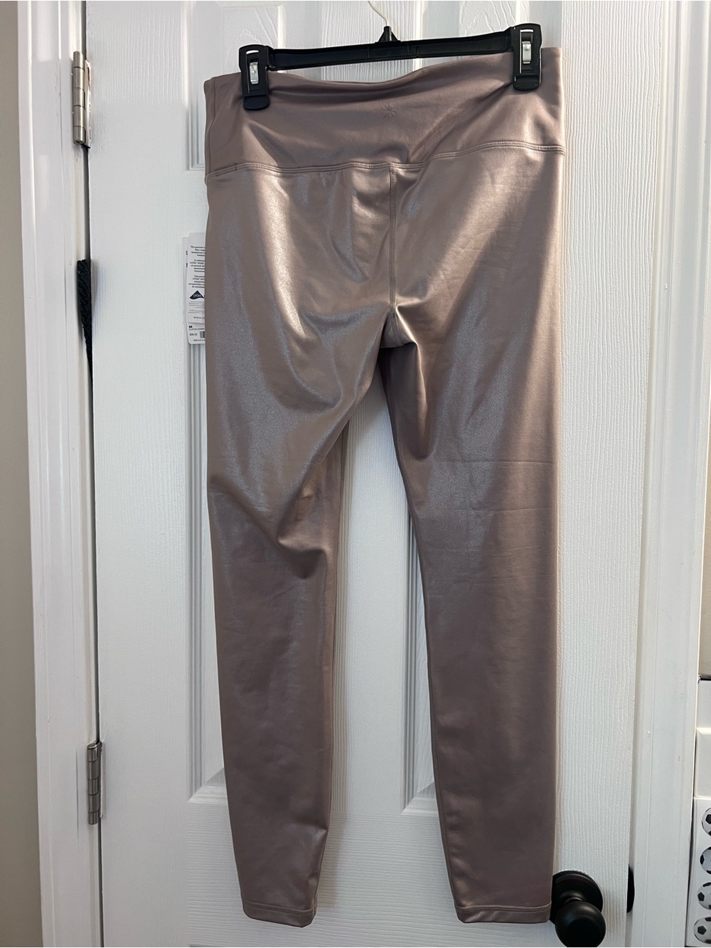NWT Athleta Elation Shimmer Tight Metallic Taupe Faux-Leather Leggings - Medium